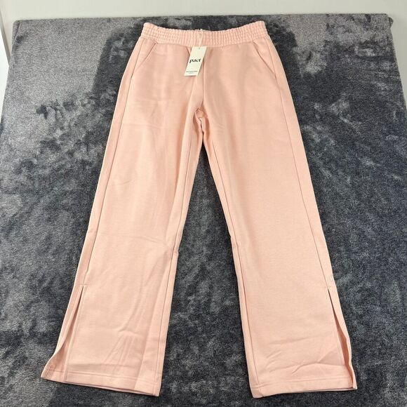 Pact Courtside Fleece Split Ankle Wide Leg Sweatpants Blush Posey Women's L NWT - Picture 3 of 11